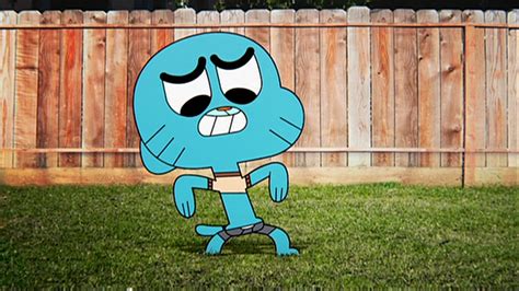 Gumball (formerly Zach) Tristopher Watterson is the protagonist of The Amazing World of Gumball. He is a twelve-year-old, blue male cat that goes to Elmore Junior High, with his adopted brother Darwin and his four-year-old sister Anais. Gumball is in Miss Simian's class. As of "The Shell," Gumball is dating Penny. Originally, Gumball was meant to be a blue dog. Not much thought was put into ...